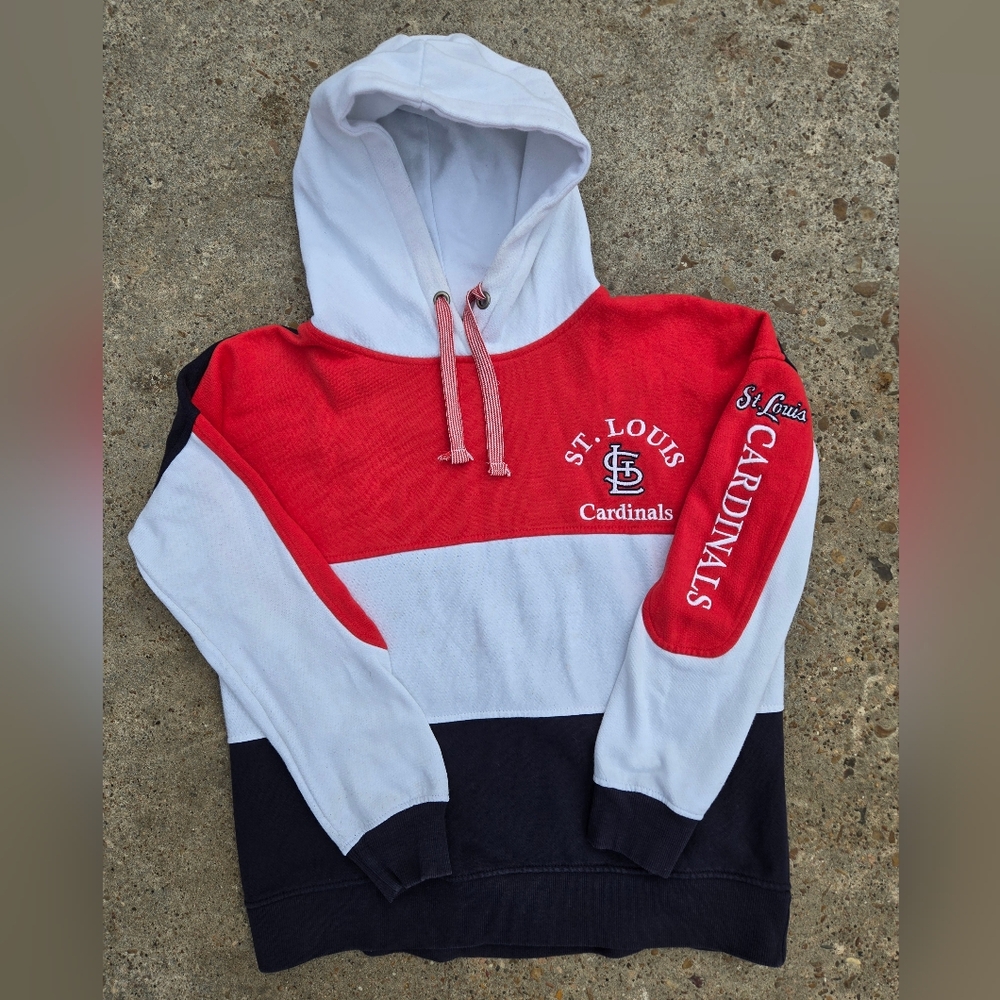 Women's Soft as a Grape Red/Navy St. Louis Cardinals Rugby Hoodie size large